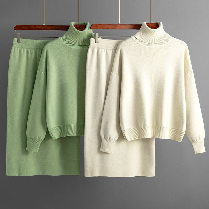 Cotton Turtleneck and Pencil Skirt Set