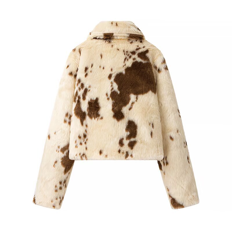 Faux Fur Animal Print Coat