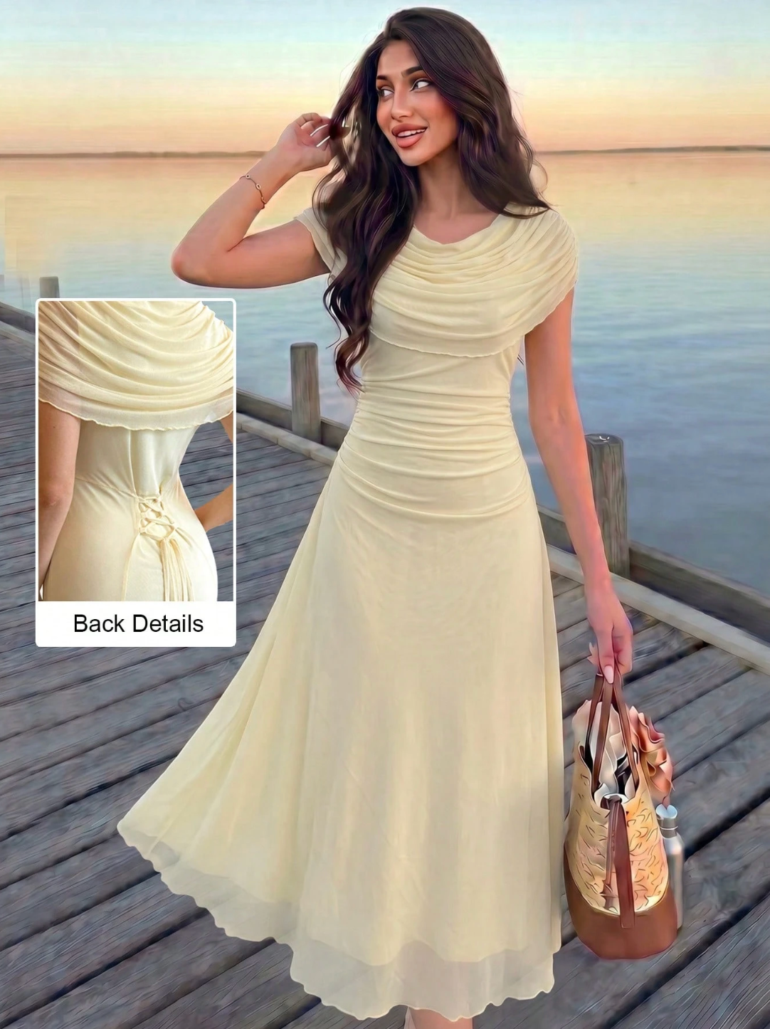 Modelyn Back To School Elegant Party Dresses For Women Graceful French Style Wedding Vacation Beach Maxi Gown For Women Wedding Going Out Summer Dresses