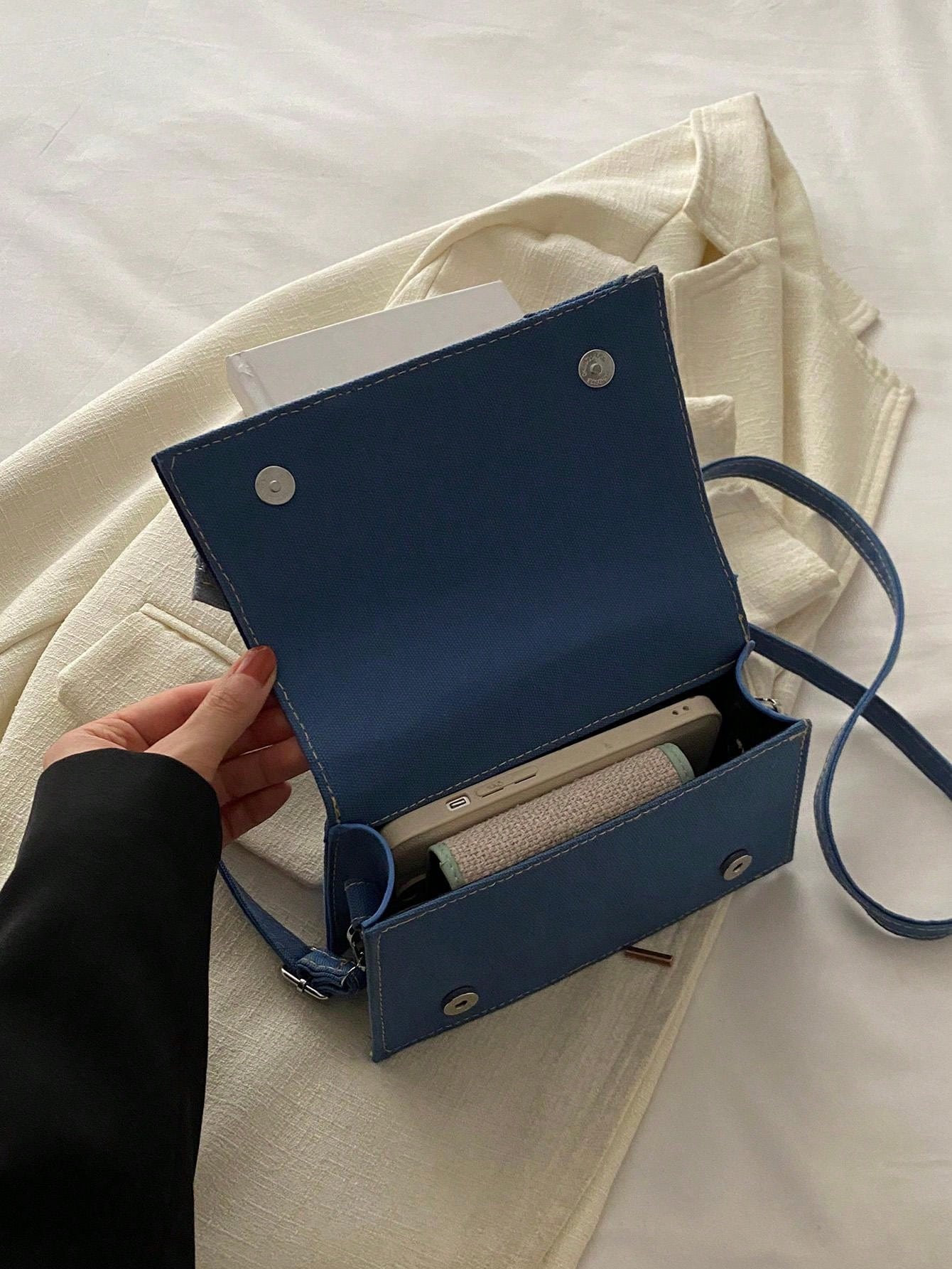 A Minimalist Vintage Mini Handbag Square Bag With Adjustable Long Shoulder Strap - Negative Apparel