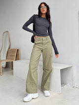 All - match irregular slim - fitting bottoming top T-shirt round neck solid color slim - fitting long sleeve - Negative Apparel