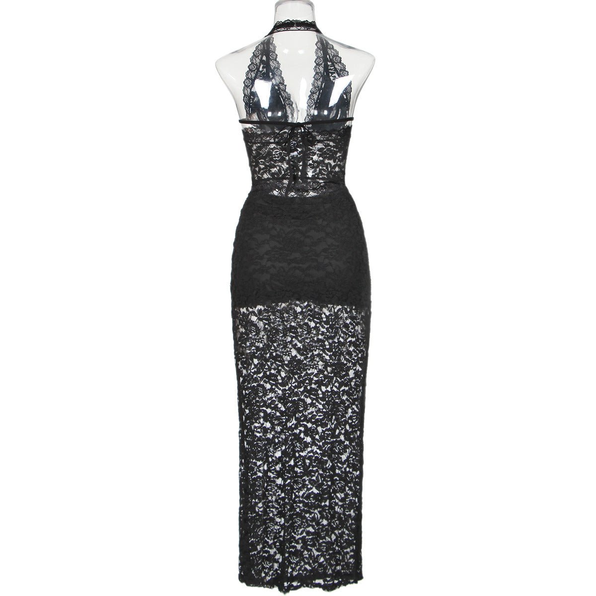 All - match Lace Beautiful Back Halter Neck Lingerie Long Skirt Set Can Be Worn Outside - Negative Apparel