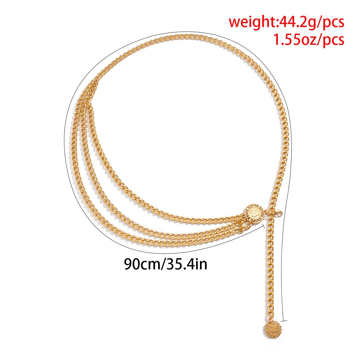 Alloy multi - layer exaggerated body chain queen portrait retro street waist chain - Negative Apparel