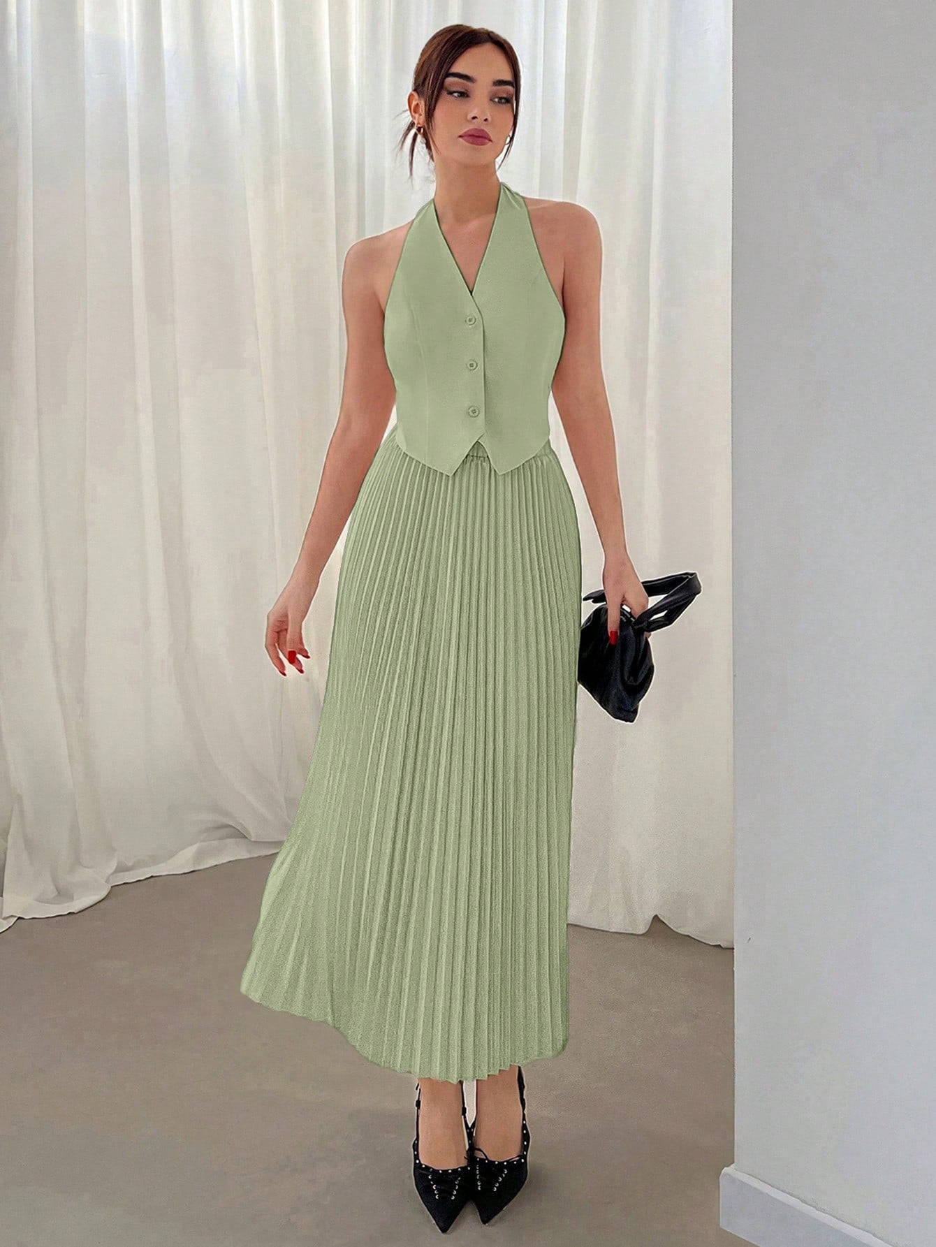 【タグ付き】Ameri LAYER VEST WITH PLEATS SKIRT Ameri（アメリ）の「LAYER VEST WITH PLEATS SKIRT（スカート