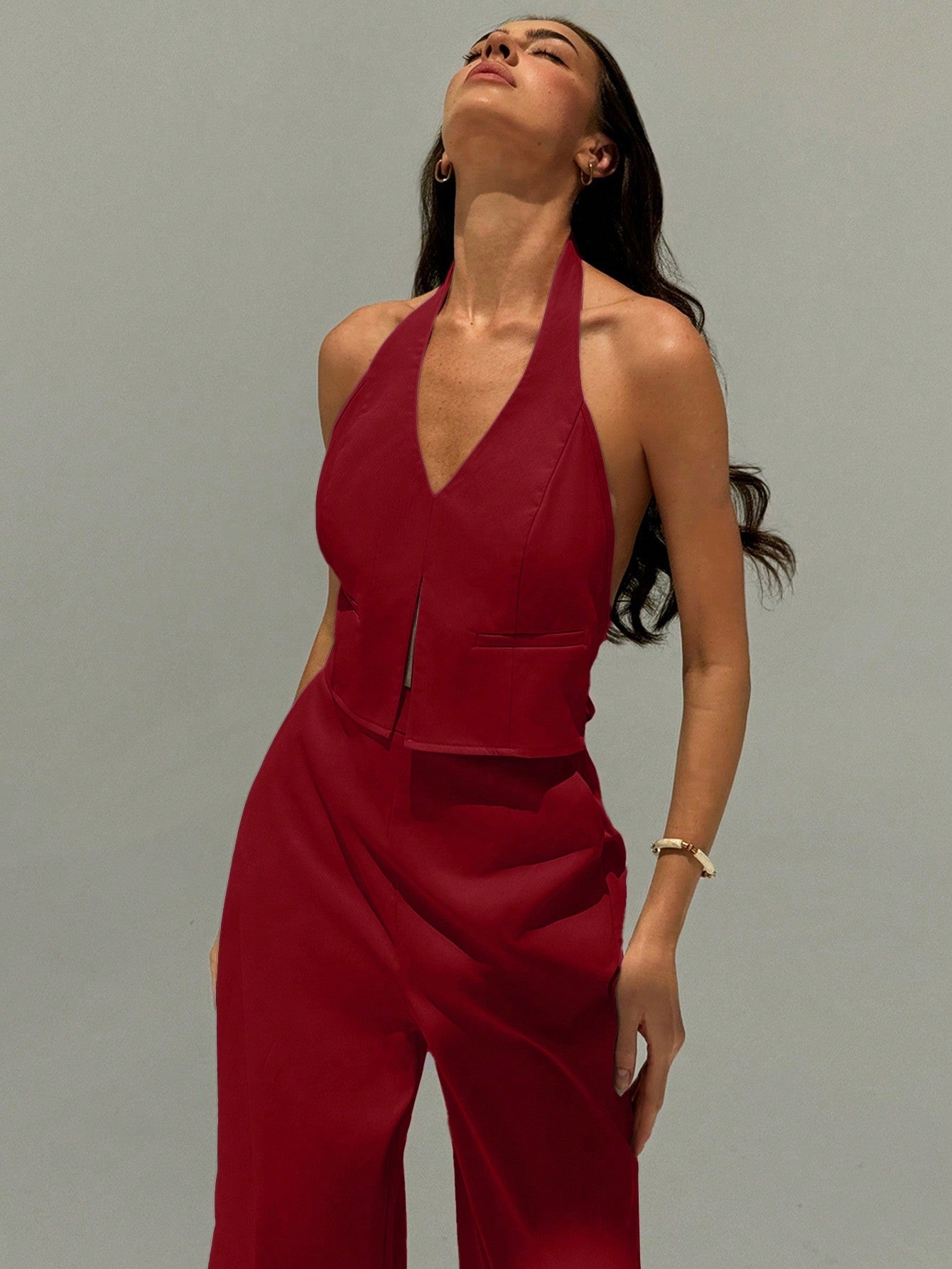★MANGOMANYPLEASE★ CUT OUT BACK FLARE ONE PIECE (SLEEVELESS Vince Camuto Halter Plunge One Piece Swimsuit - Rainforest