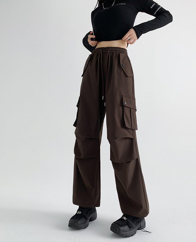 American overalls women's pants spring and autumn new loose and thin Spice girl straight sweatpants loose wide - leg casual sweatpants - Negative Apparel