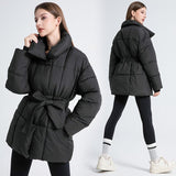 American style loose waisted jacket mid - length puffer coat - Negative Apparel