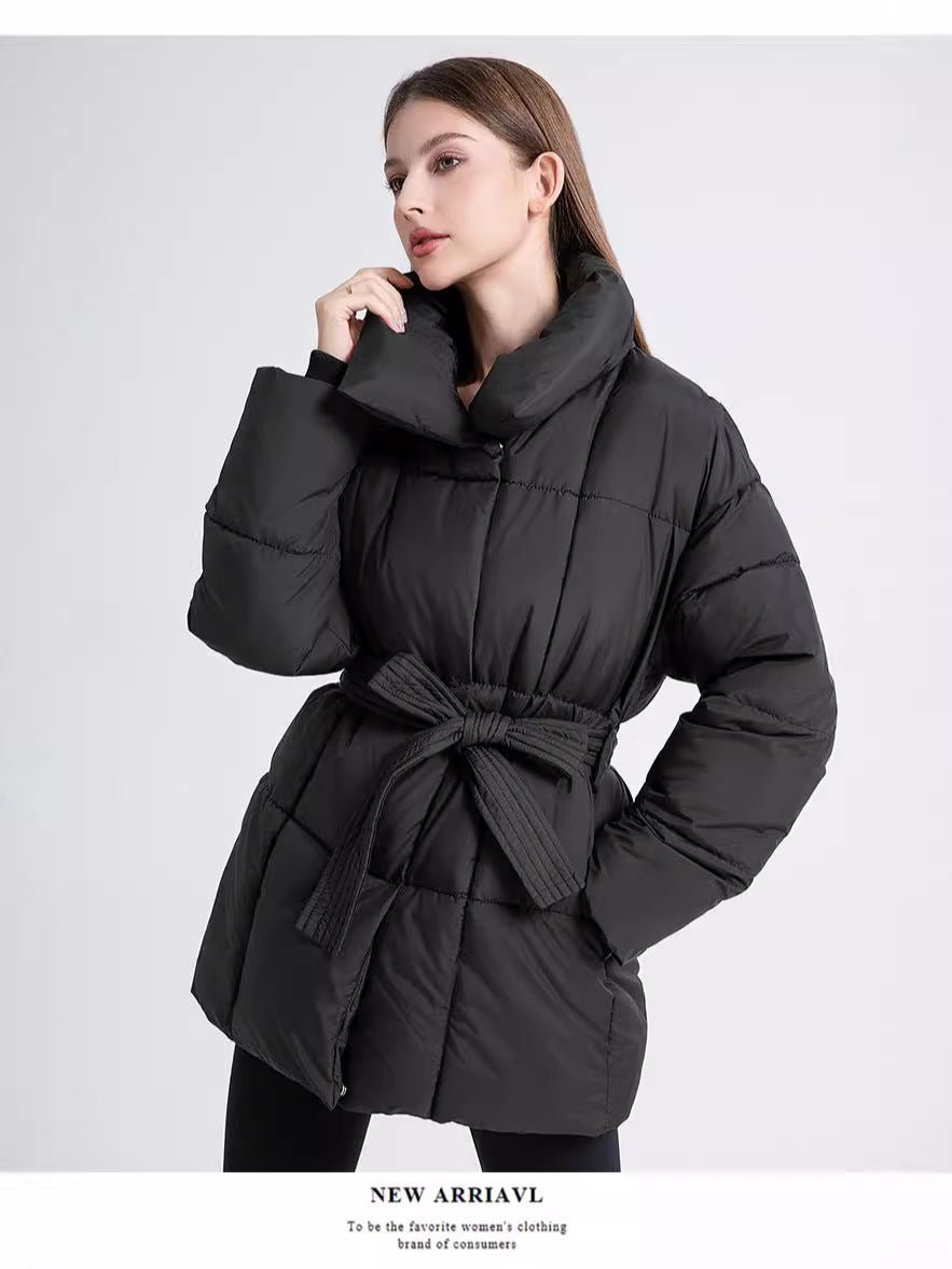 American style loose waisted jacket mid - length puffer coat - Negative Apparel