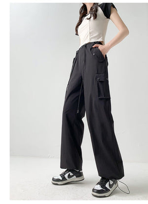 American style overalls women's high waist wide leg pants quick - drying sports pants - Negative Apparel