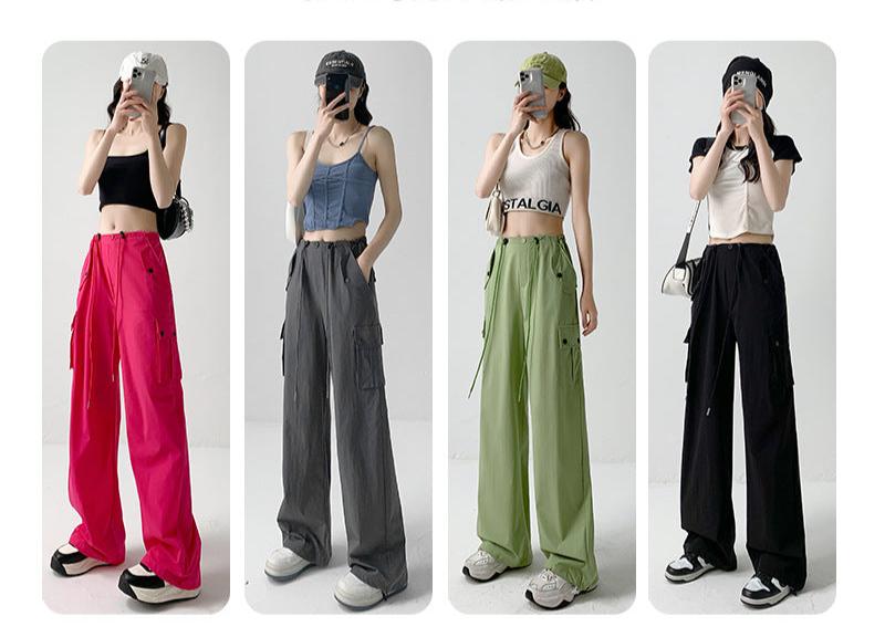 American style overalls women's high waist wide leg pants quick - drying sports pants - Negative Apparel