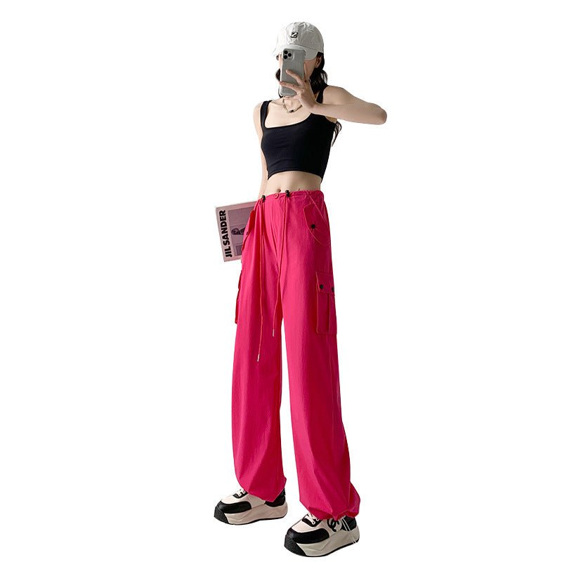 American style overalls women's high waist wide leg pants quick - drying sports pants - Negative Apparel