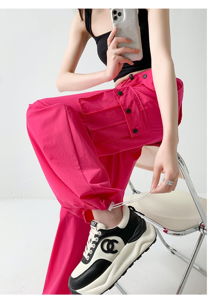 American style overalls women's high waist wide leg pants quick - drying sports pants - Negative Apparel