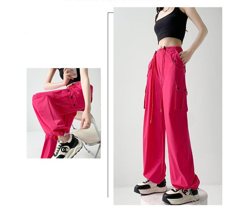 American style overalls women's high waist wide leg pants quick - drying sports pants - Negative Apparel