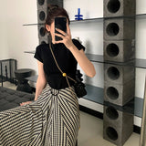 American style white t-shirt for women, short sleeves, shoulder length, 2025 new style, slim round neck, cotton layered bottoming top - Negative Apparel