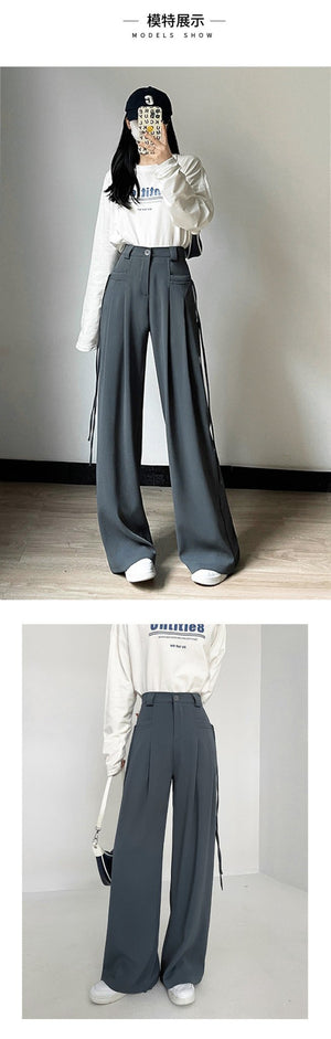 American wide - leg suit pants Korean style mopping drape pants - Negative Apparel