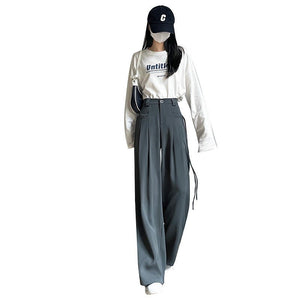 American wide - leg suit pants Korean style mopping drape pants - Negative Apparel