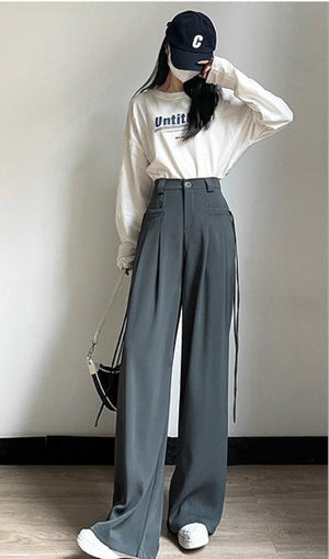 American wide - leg suit pants Korean style mopping drape pants - Negative Apparel