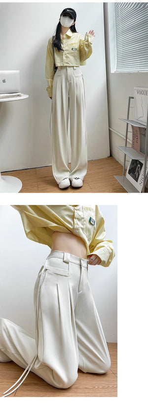 American wide - leg suit pants Korean style mopping drape pants - Negative Apparel