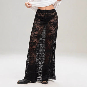 an and n style 2025 summer new women's clothing solid color slim - fit hip - wrapped street fashion high - waisted lace skirt - Negative Apparel
