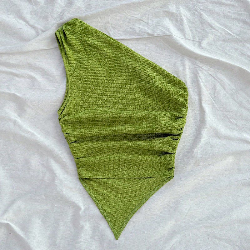 an and n style sexy off - shoulder small vest 2025 summer slim sleeveless one - shoulder suspender top for women - Negative Apparel