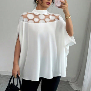 an and n style shirt 2025 summer new commuting loose mesh off - shoulder shirt female YDX1119 - Negative Apparel