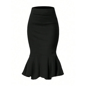 an and n temperament elegant style skirt 2025 spring and summer hip fishtail skirt solid color skirt - Negative Apparel