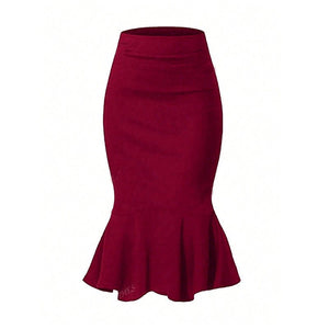 an and n temperament elegant style skirt 2025 spring and summer hip fishtail skirt solid color skirt - Negative Apparel