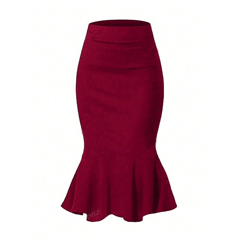 an and n temperament elegant style skirt 2025 spring and summer hip fishtail skirt solid color skirt - Negative Apparel