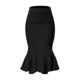 an and n temperament elegant style skirt 2025 spring and summer hip fishtail skirt solid color skirt - Negative Apparel