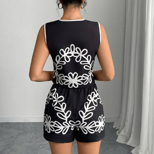 an and n temperament small vest shorts suit 2025 summer vacation style women's clothing two - piece suit - Negative Apparel