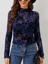 and the 2025 new sexy single - layer brateless stand - up collar mesh bottoming shirt top women's T-shirt - Negative Apparel