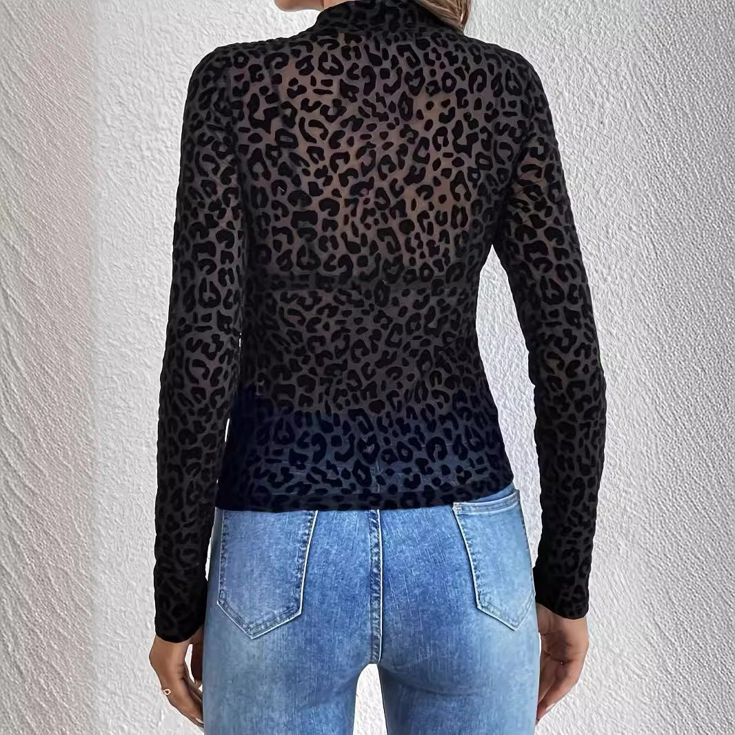 and the 2025 new suspender skirt sexy single - layer bra stand - up collar mesh bottoming shirt top women's T - Negative Apparel