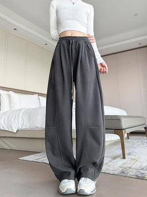 Ankola sports pants new high waist drape casual sweatpants narrow version wide leg drawstring banana pants - Negative Apparel