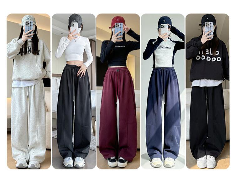 Ankola sports pants new high waist drape casual sweatpants narrow version wide leg drawstring banana pants - Negative Apparel