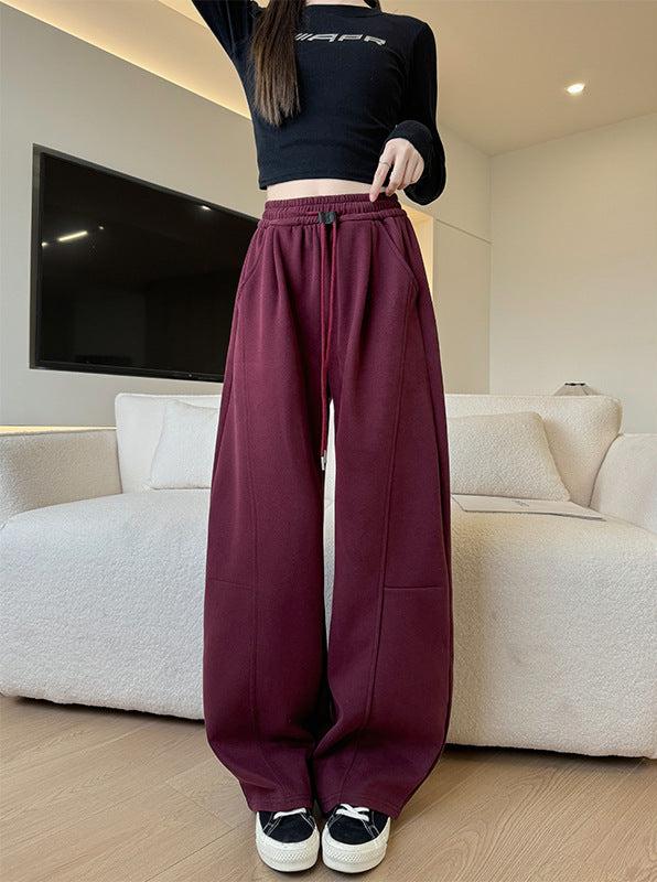 Ankola sports pants new high waist drape casual sweatpants narrow version wide leg drawstring banana pants - Negative Apparel