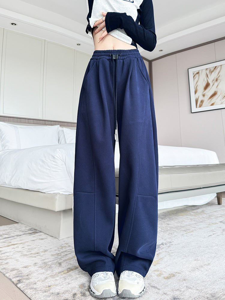 Ankola sports pants new high waist drape casual sweatpants narrow version wide leg drawstring banana pants - Negative Apparel