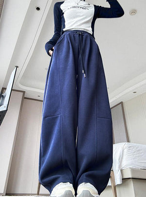 Ankola sports pants new high waist drape casual sweatpants narrow version wide leg drawstring banana pants - Negative Apparel