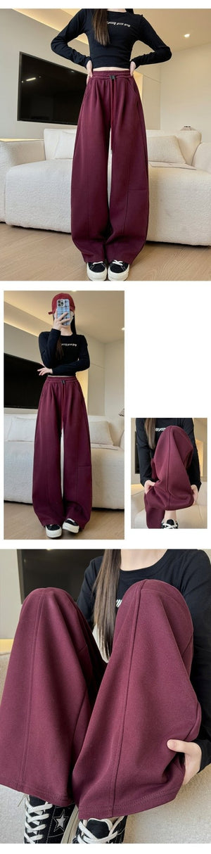 Ankola sports pants new high waist drape casual sweatpants narrow version wide leg drawstring banana pants - Negative Apparel