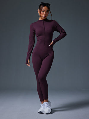 Apex Aura | Mock - Neck Zip Performance Jumpsuit - Negative Apparel