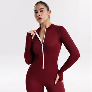 Apex Aura | Mock - Neck Zip Performance Jumpsuit - Negative Apparel