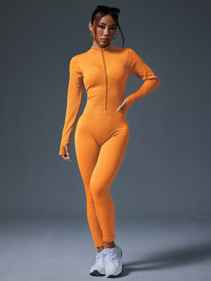 Apex Aura | Mock - Neck Zip Performance Jumpsuit - Negative Apparel