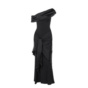 Asymmetric Neck Backless Maxi Dress for Women – Twisted Knot High Waist Bodycon Tube Top Dress, Spring 2025 - Negative Apparel