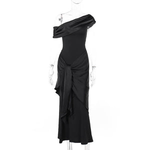 Asymmetric Neck Backless Maxi Dress for Women – Twisted Knot High Waist Bodycon Tube Top Dress, Spring 2025 - Negative Apparel