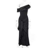 Asymmetric Neck Backless Maxi Dress for Women – Twisted Knot High Waist Bodycon Tube Top Dress, Spring 2025 - Negative Apparel