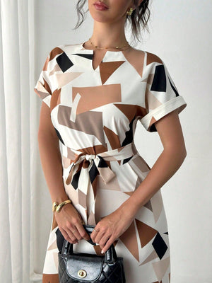 Asymmetrical Color Block Print Dress for Summers - Negative Apparel