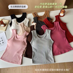 Autumn and winter German ten - color sanded thick warm with chest pad sleeveless vest women's slimming bottom warm top - Negative Apparel