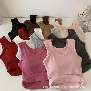 Autumn and winter German ten - color sanded thick warm with chest pad sleeveless vest women's slimming bottom warm top - Negative Apparel