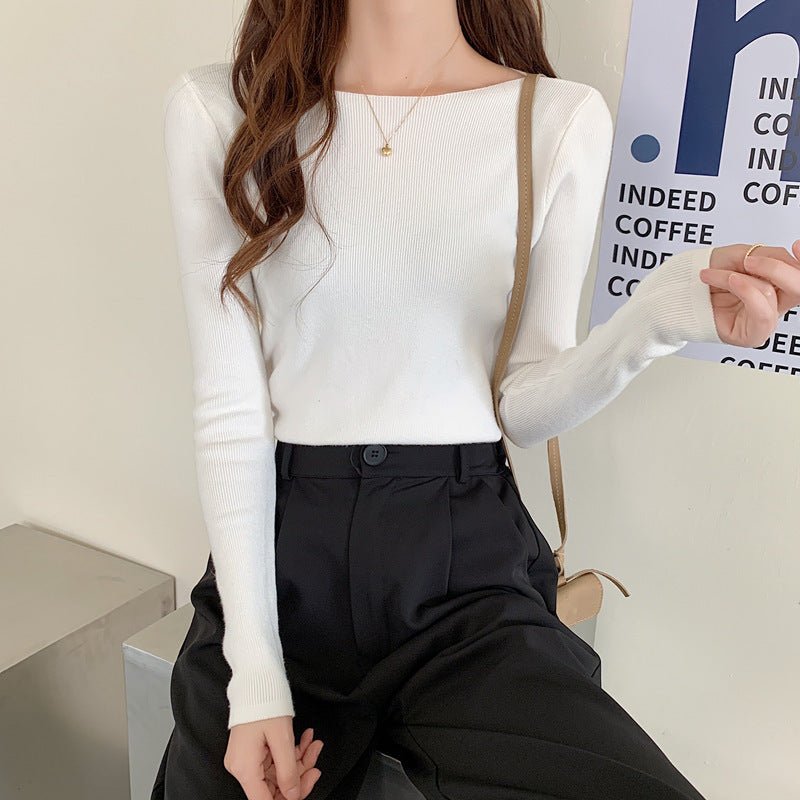 Autumn and winter new inner slim - fitting tight - fitting knitted sweater top foreign style long - sleeved soft waxy pullover women's bottoming shirt - Negative Apparel