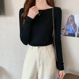 Autumn and winter new inner slim - fitting tight - fitting knitted sweater top foreign style long - sleeved soft waxy pullover women's bottoming shirt - Negative Apparel