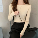 Autumn and winter new inner slim - fitting tight - fitting knitted sweater top foreign style long - sleeved soft waxy pullover women's bottoming shirt - Negative Apparel